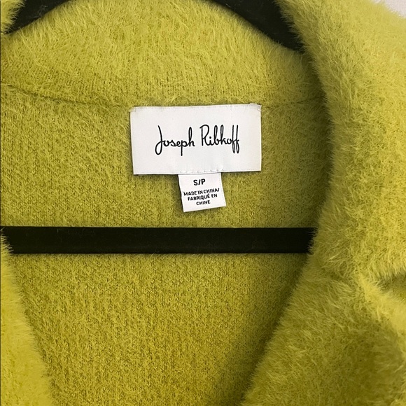 Joseph Ribkoff Lime Teddy Jacket with Geometric Design - Picture 2 of 4